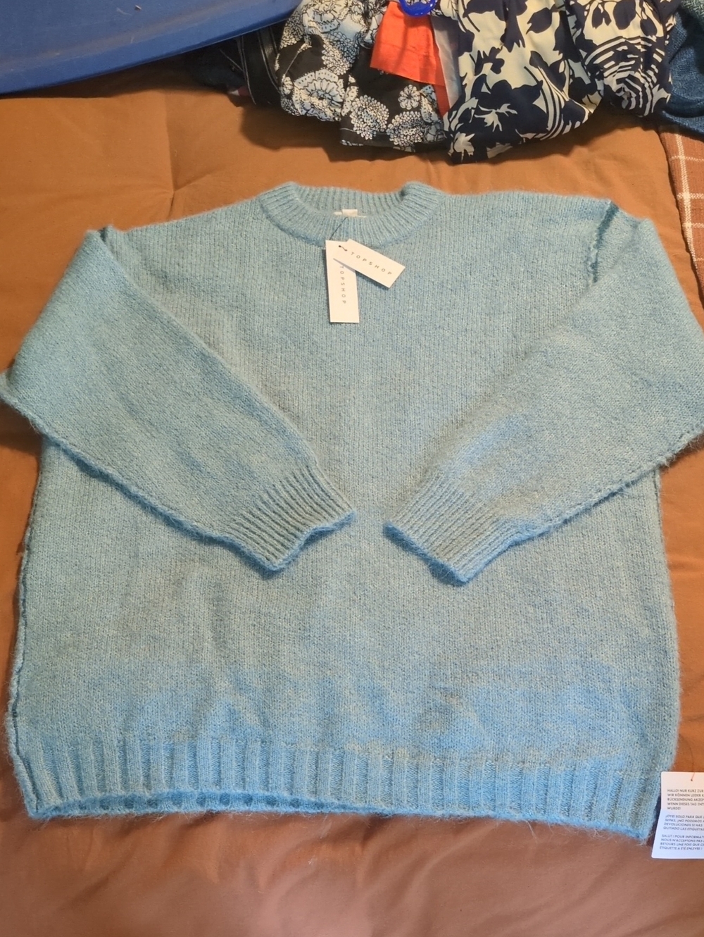 Light Blue Fuzzy Crewneck Sweater